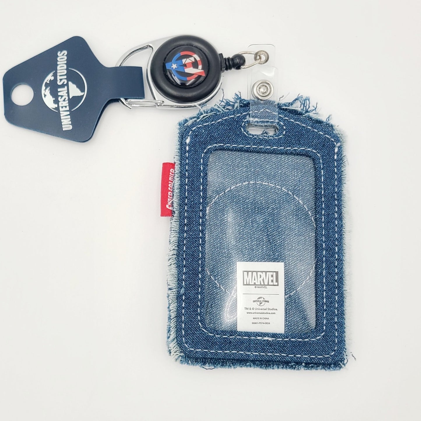 Universal Studios Florida Marvel Avengers Captain America Shield ID Badge Reel