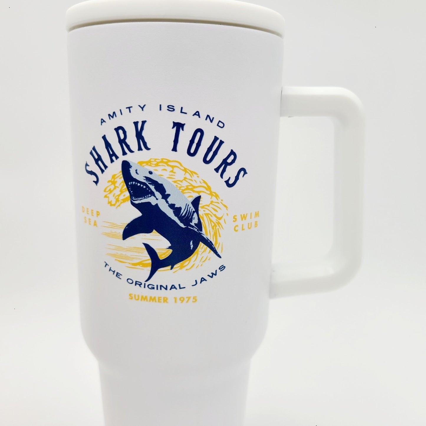 Universal Studios Jaws Shark Tours 40 Oz Tumbler New Orlando Florida 50th Anniv