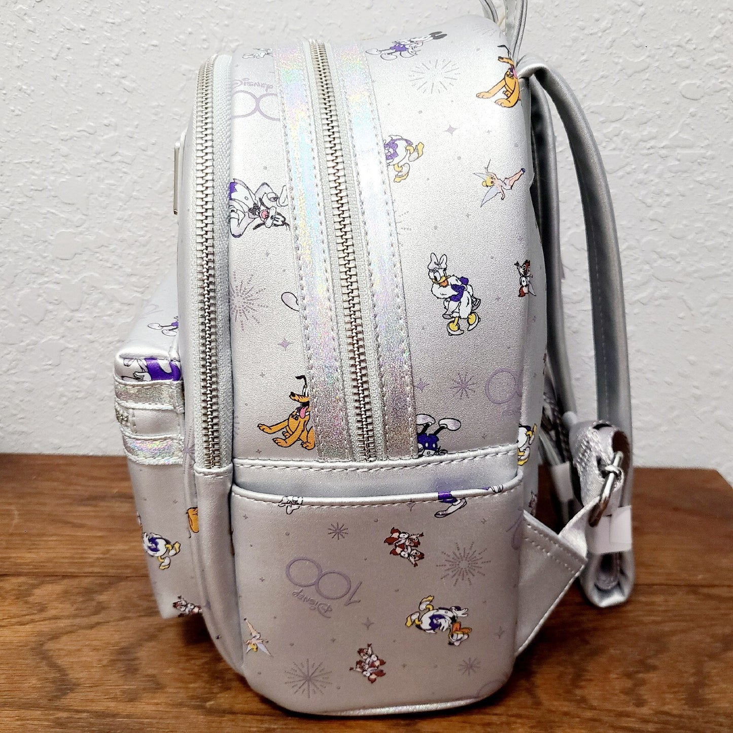 *Actual Loungefly Backpack* Disney Parks 100th Anniv 2023 Mickey Friends Silver