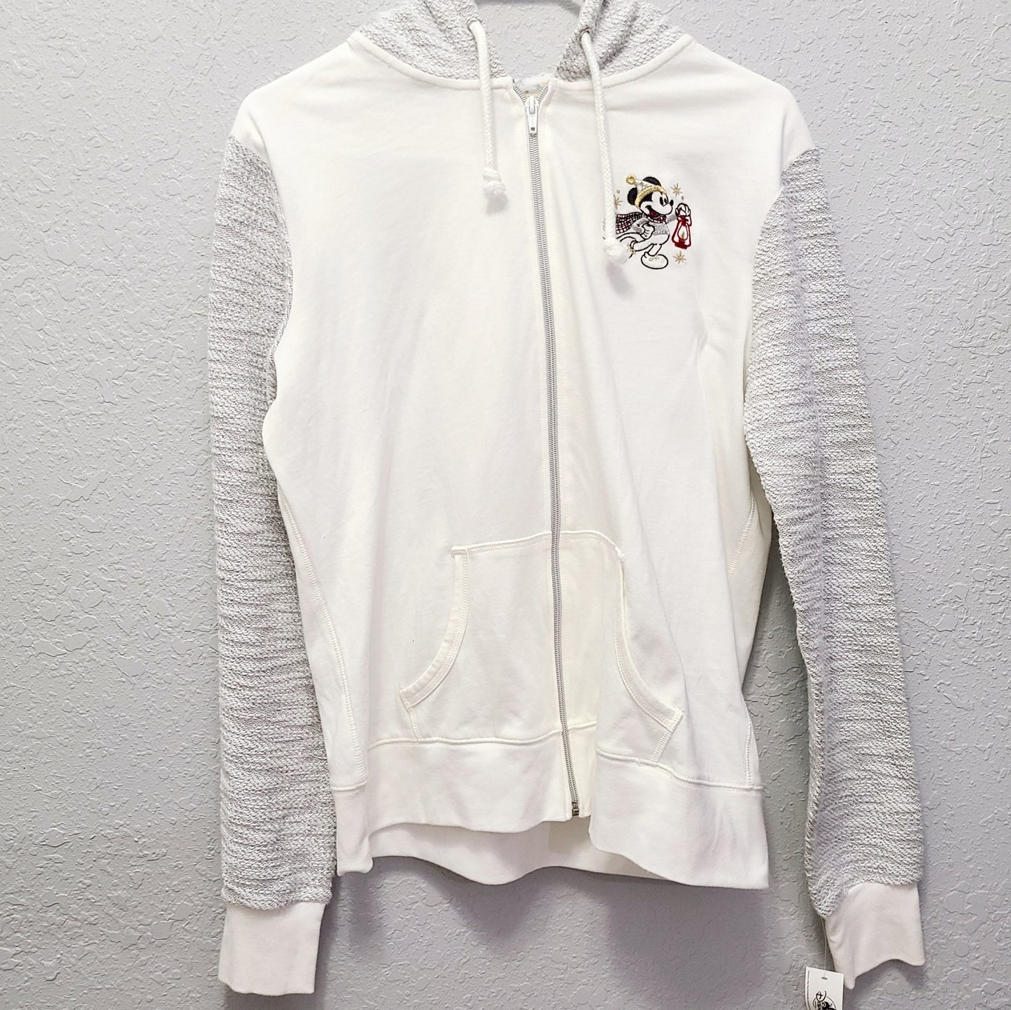 LARGE Disney Park Holiday Zip Up Hoodie Mickey Minnie Mouse Christmas RARE HTF