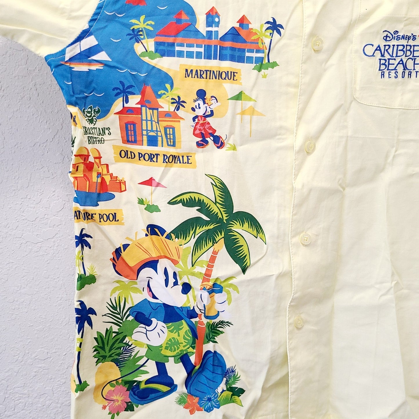 LARGE Disney World Park Caribbean Beach Resort Map Shirt Skyliner Mickey Minnie