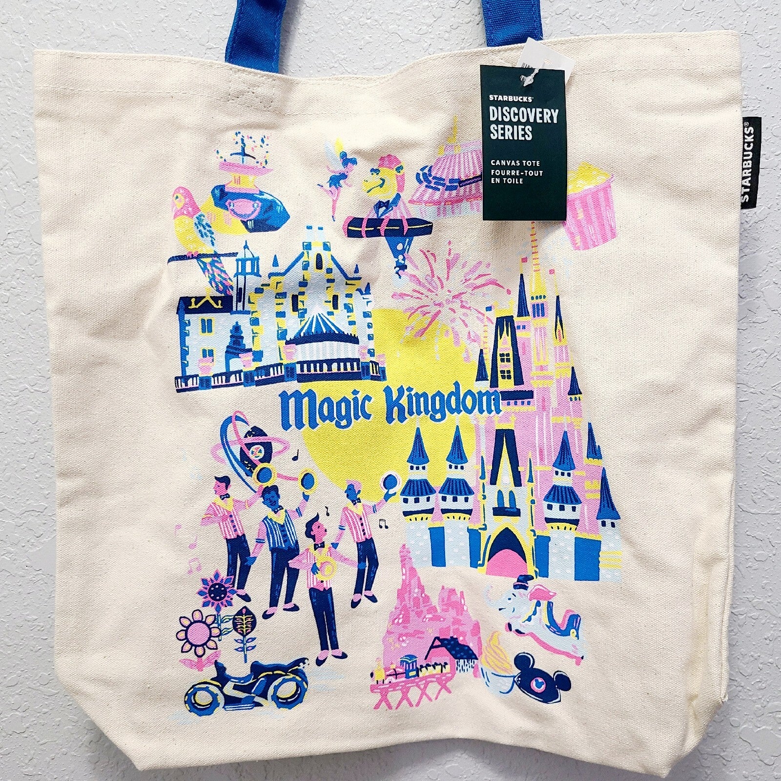2024 Walt Disney World Park Magic Kingdom Bag Canvas Tote Starbucks Discovery