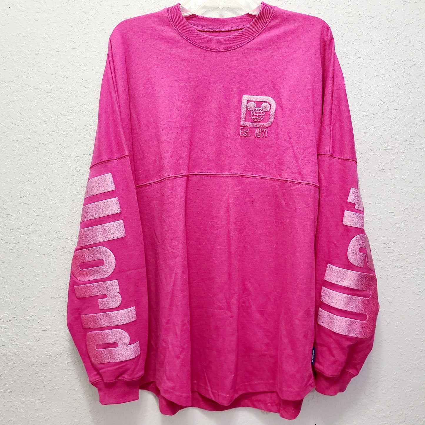 LARGE Disney Parks Walt Disney World Orchid Hot Pink Magenta Spirit Jersey Adult