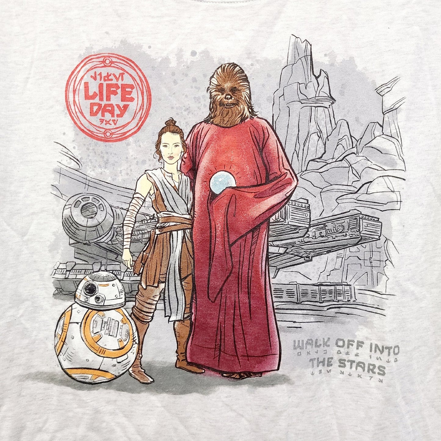 LARGE Woman 2021 Disney Parks Star Wars Family Life Day Harmony Chewbacca Shirt