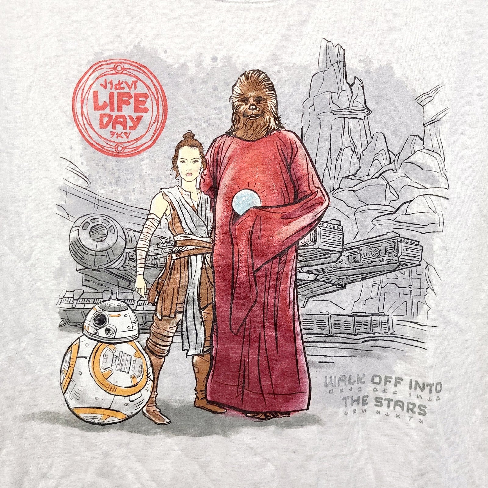 LARGE Woman 2021 Disney Parks Star Wars Family Life Day Harmony Chewbacca Shirt
