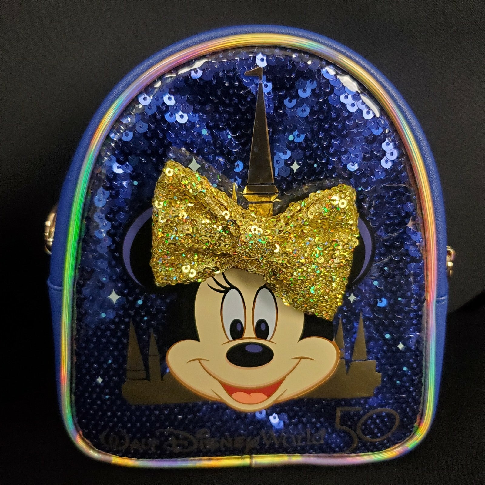 2021 Walt Disney World WDW 50th Anniversary Minnie Mouse Mini Backpack Purse Bag