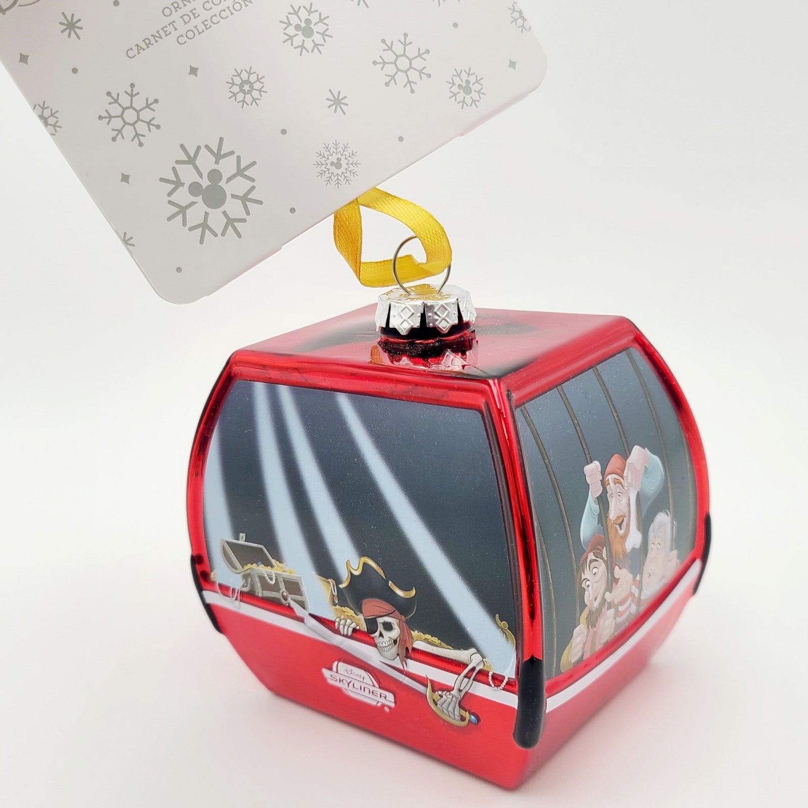 NEW Disney Parks Skyliner Pirates of the Caribbean Glass Red Christmas Ornament