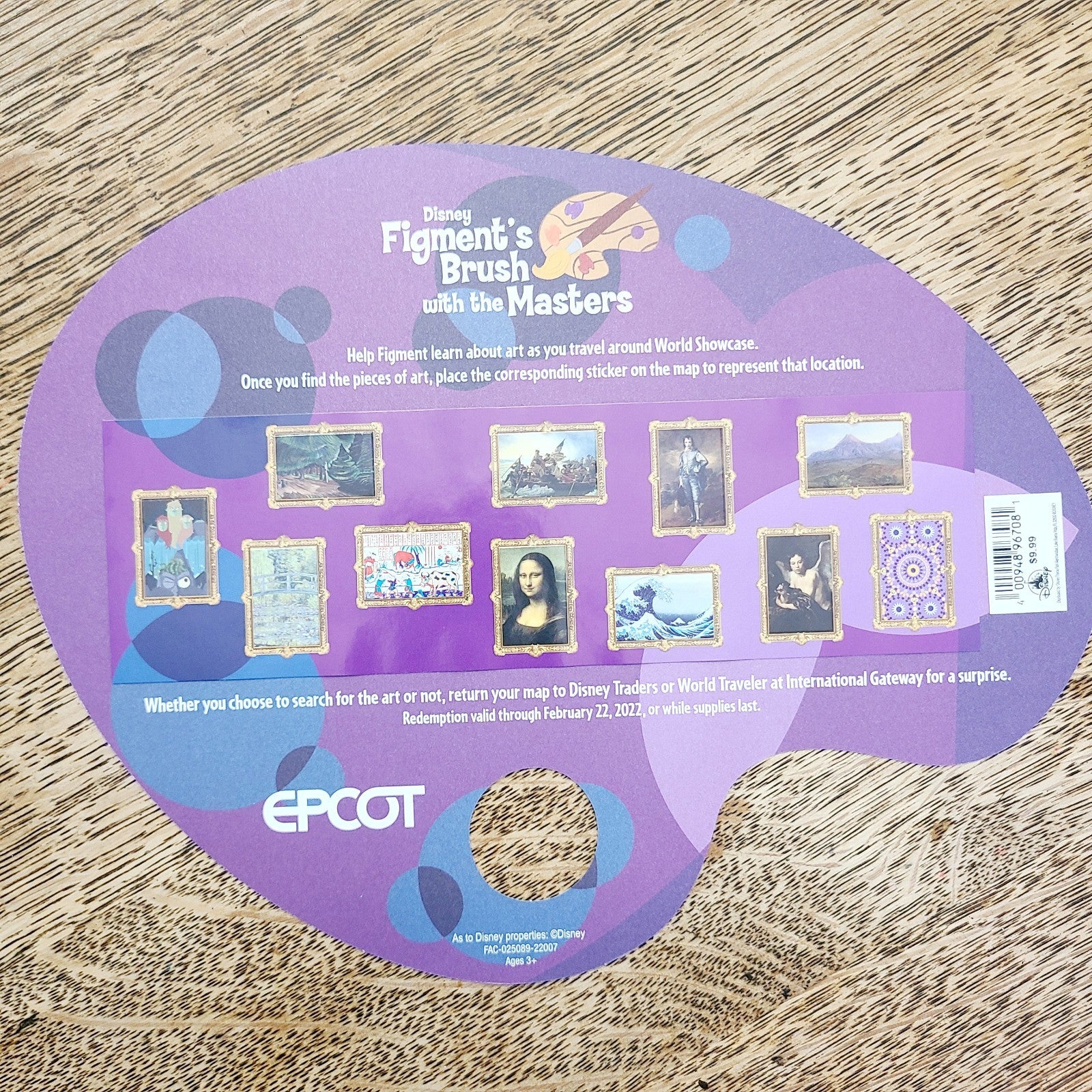 2022 Disney Parks EPCOT Festival Of The Arts Scavenger Hunt Map Stickers Figment