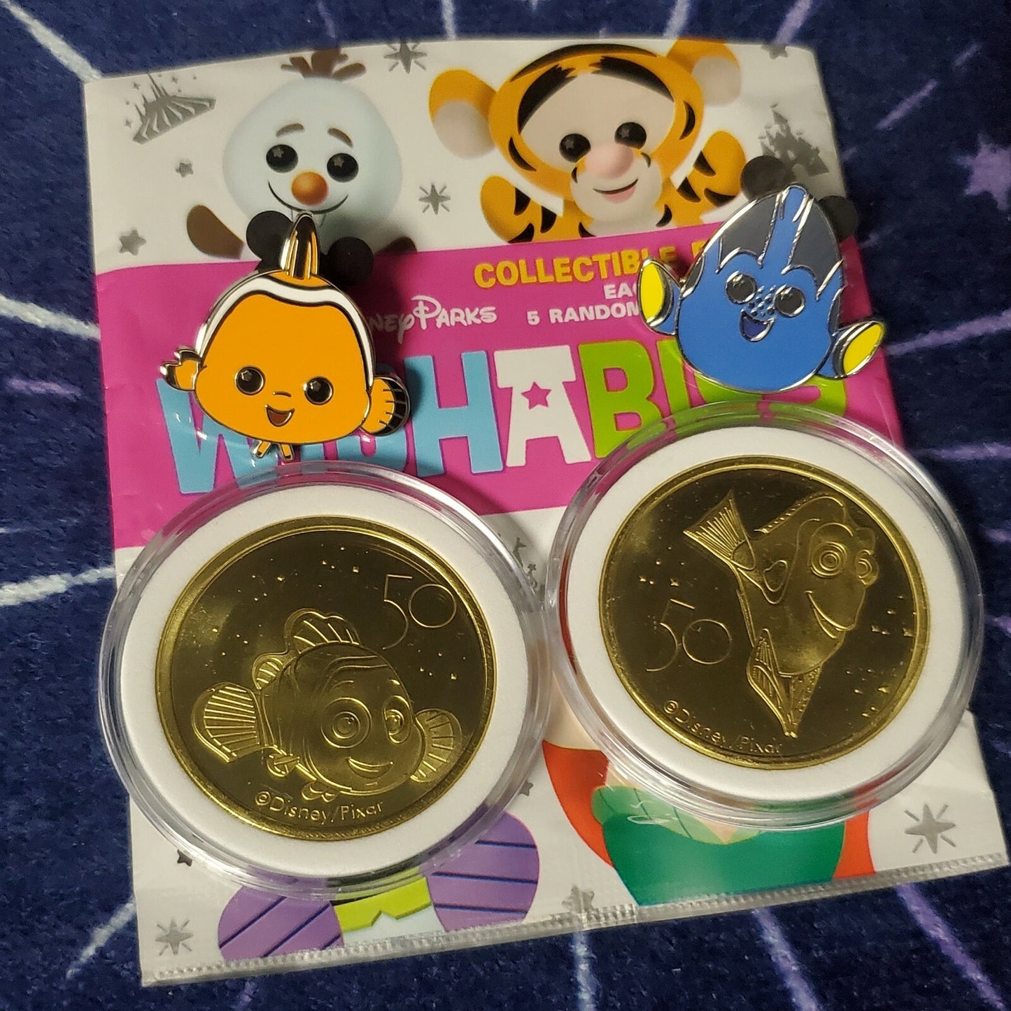 *Finding Nemo & Dory Pins & 50th Coin Set* Disney Parks Collectable Wishables