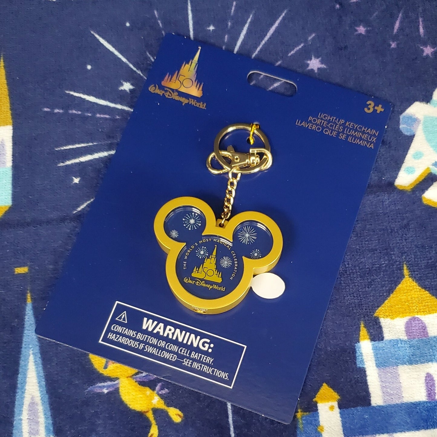 2021 Disney World 50th Anniversary Cinderella Castle Light Up Keychain Bag Tag