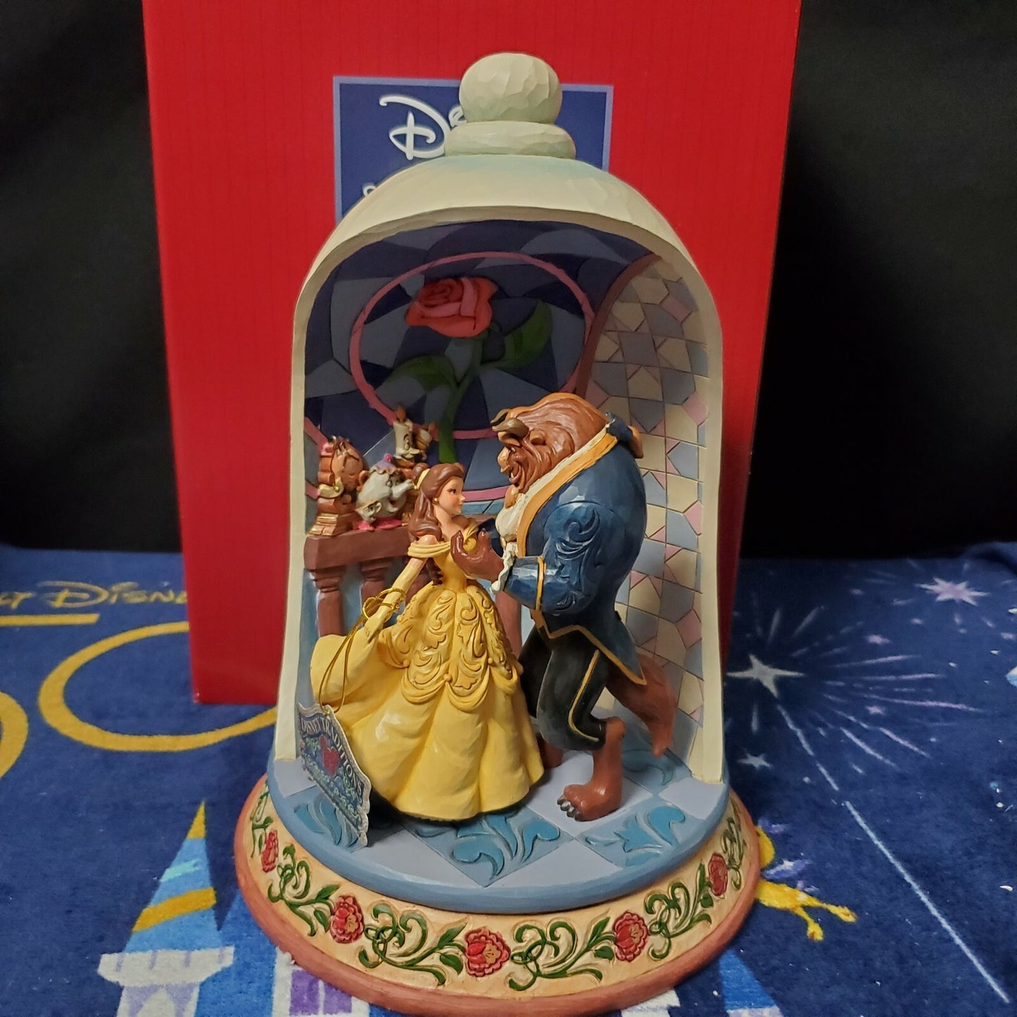 Disney Park Jim Shore 2021 Beauty & Beast 30th Belle Rose Dome Figurine 6008995