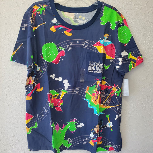 LARGE Disney 50th Anniversary Main Street Electrical Parade Adult T-Shirt Mickey