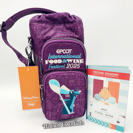 2025 Disney Parks Epcot Food & Wine Festival Remy Water Bottle Holder Lug Bag
