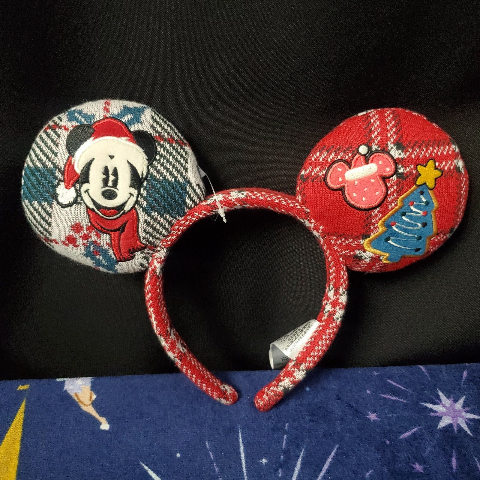 NEW Disney Parks Mickey Holiday Plaid Christmas Sweater Headband Ears NWT 2021