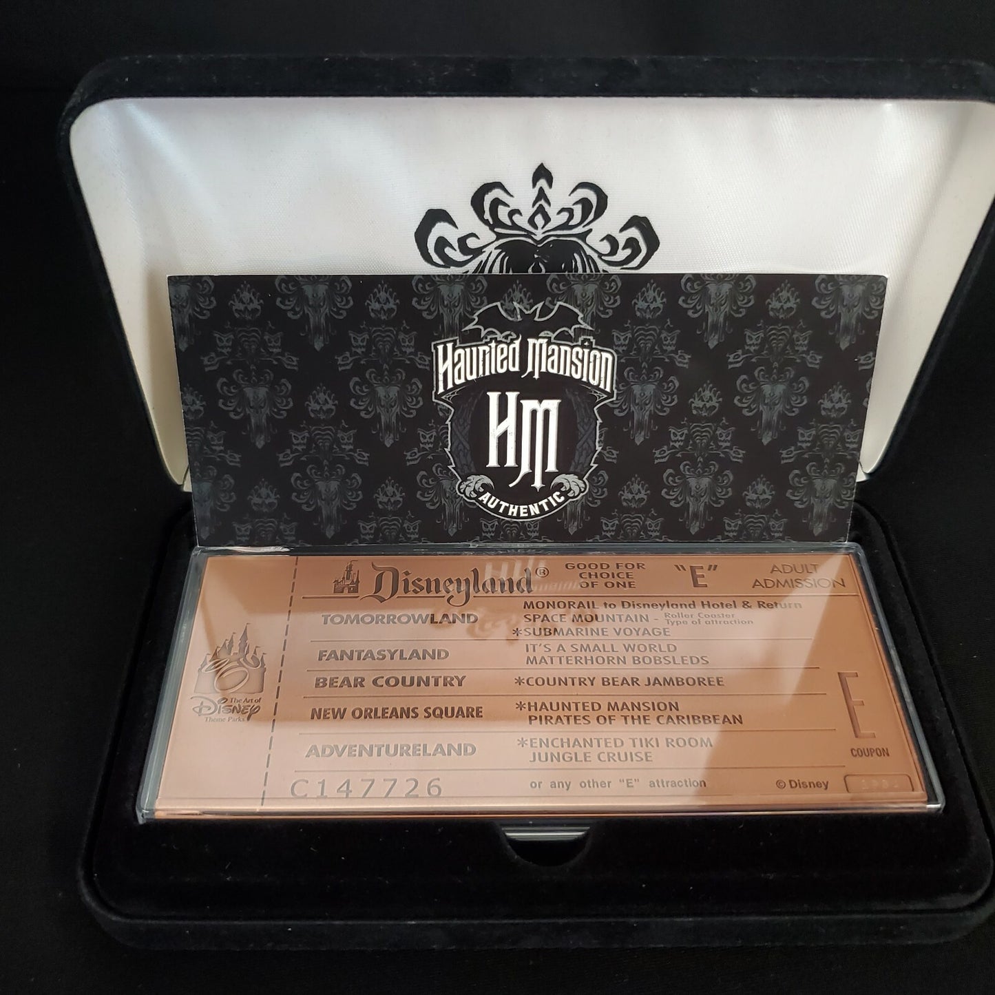 Disney Parks Haunted Mansion Replica Antique Copper "E" Ticket Limited Edition