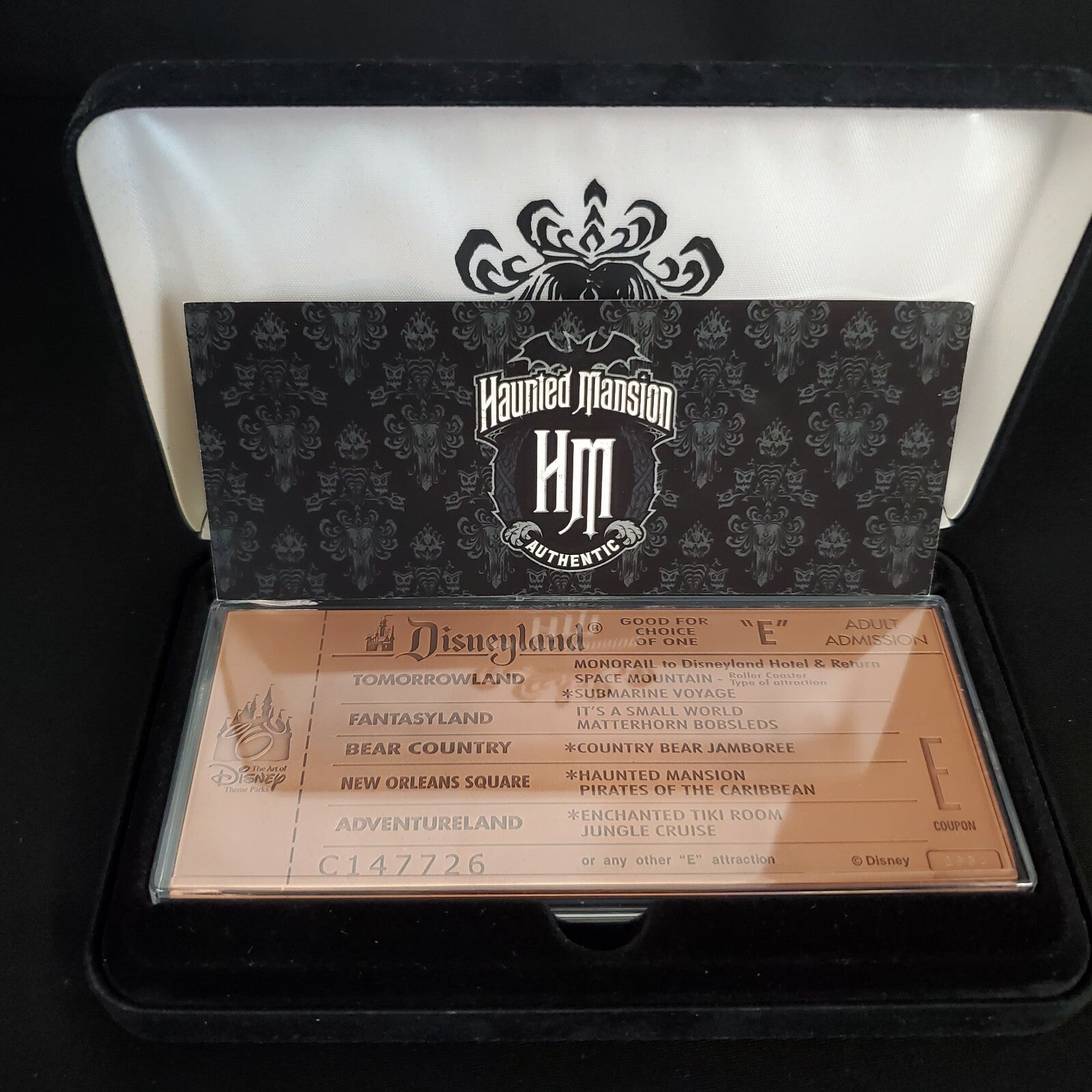 Disney Parks Haunted Mansion Replica Antique Copper "E" Ticket Limited Edition