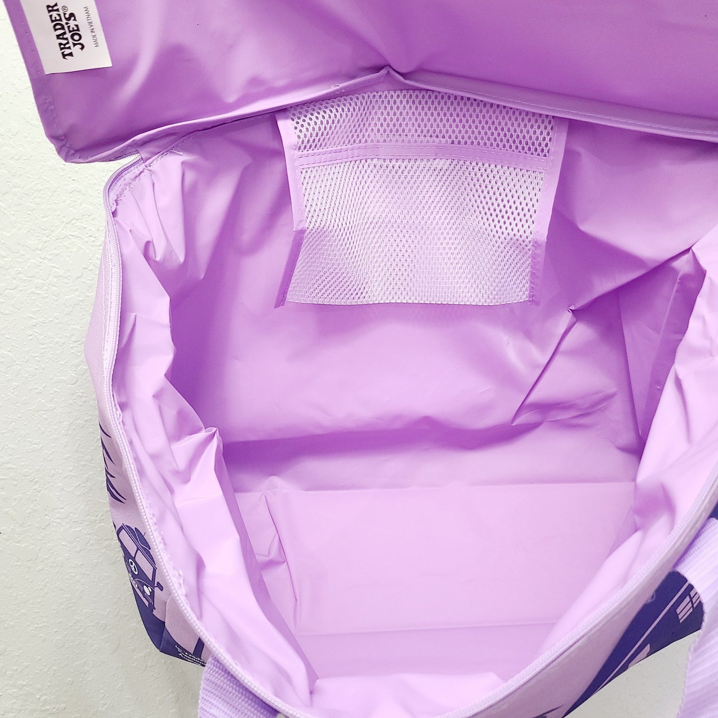 TRADER JOE’S NEW SPRING 2026 Large Reusable Insulated Bag 8 Gallons Purple Rain
