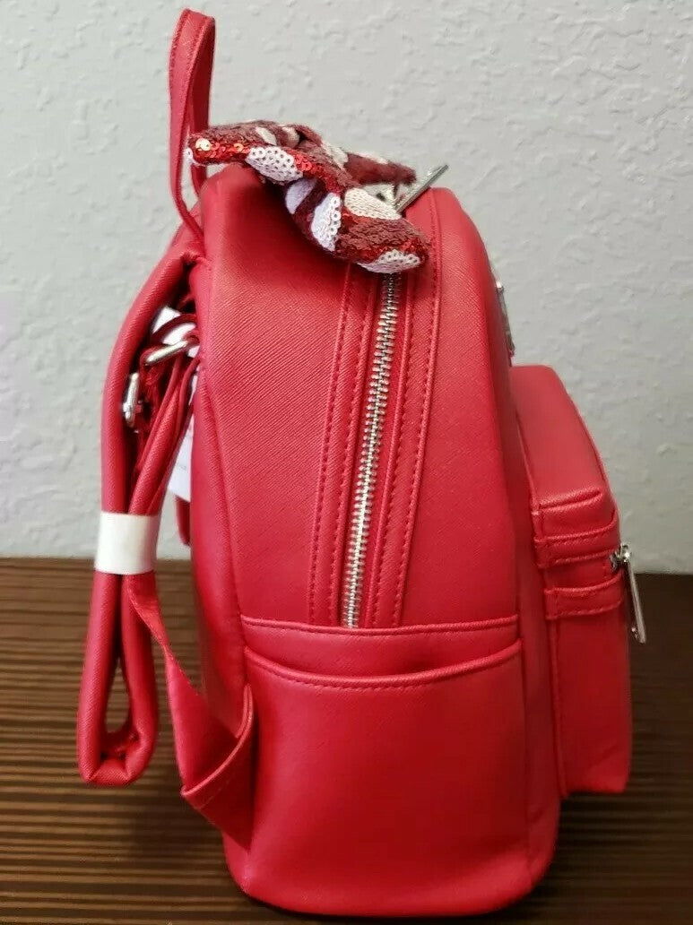 Disney Parks Minnie Mouse Red Mini Backpack with Sequined Bow by Loungefly