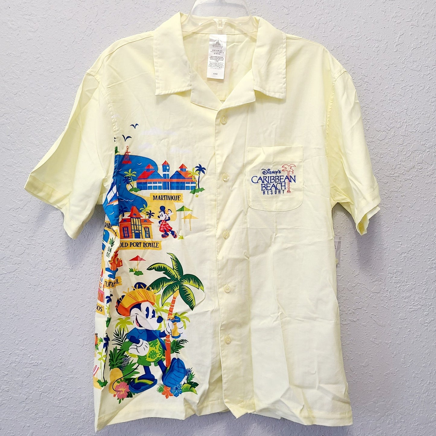 LARGE Disney World Park Caribbean Beach Resort Map Shirt Skyliner Mickey Minnie