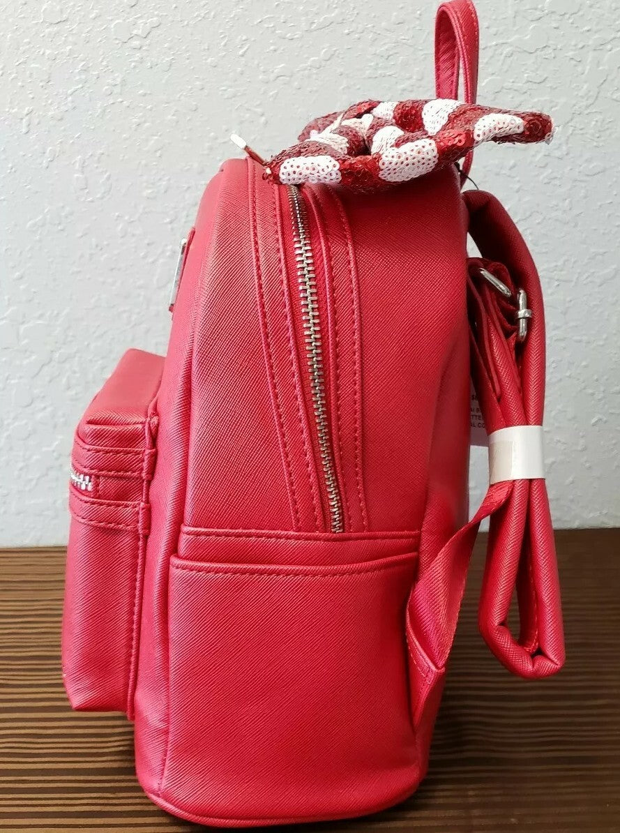 Disney Parks Minnie Mouse Red Mini Backpack with Sequined Bow by Loungefly