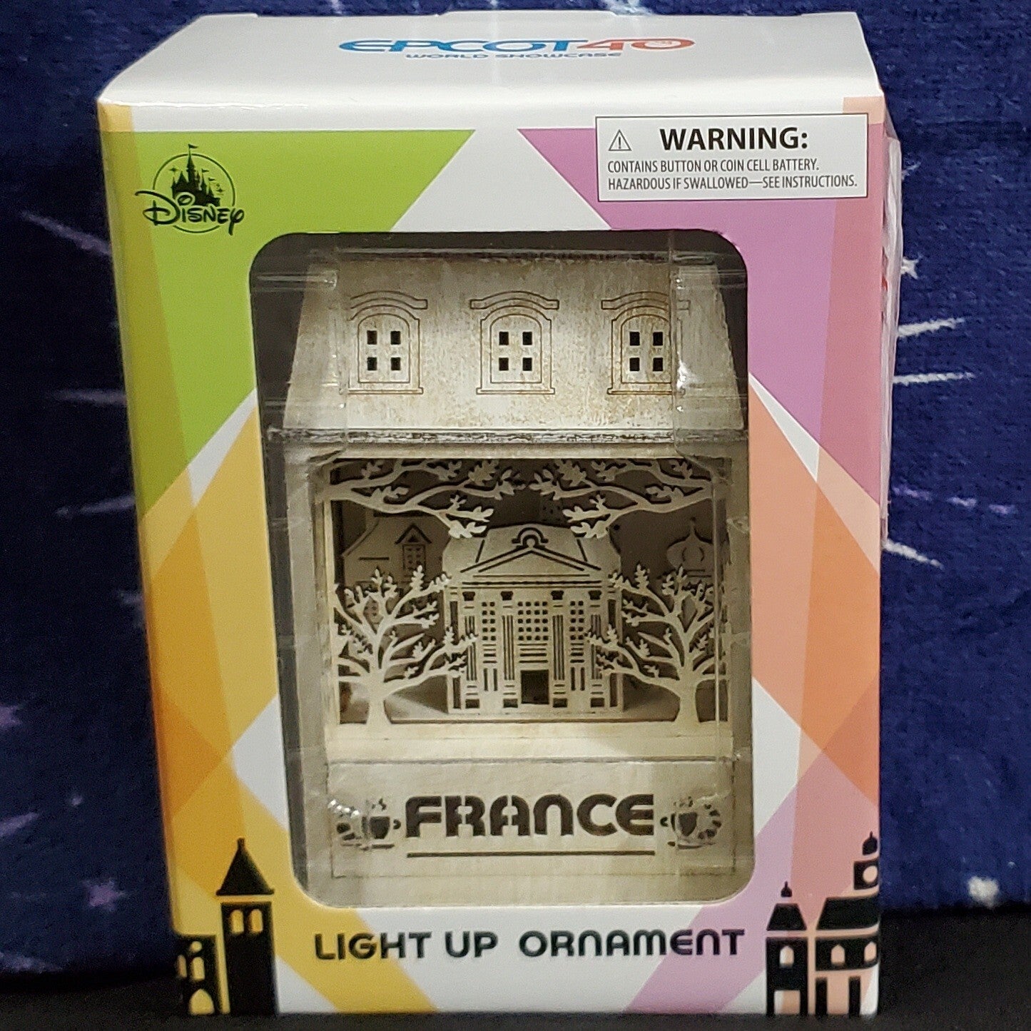 2022 Disney Park France Pavilion EPCOT 40th World Showcase Light Up Ornament New