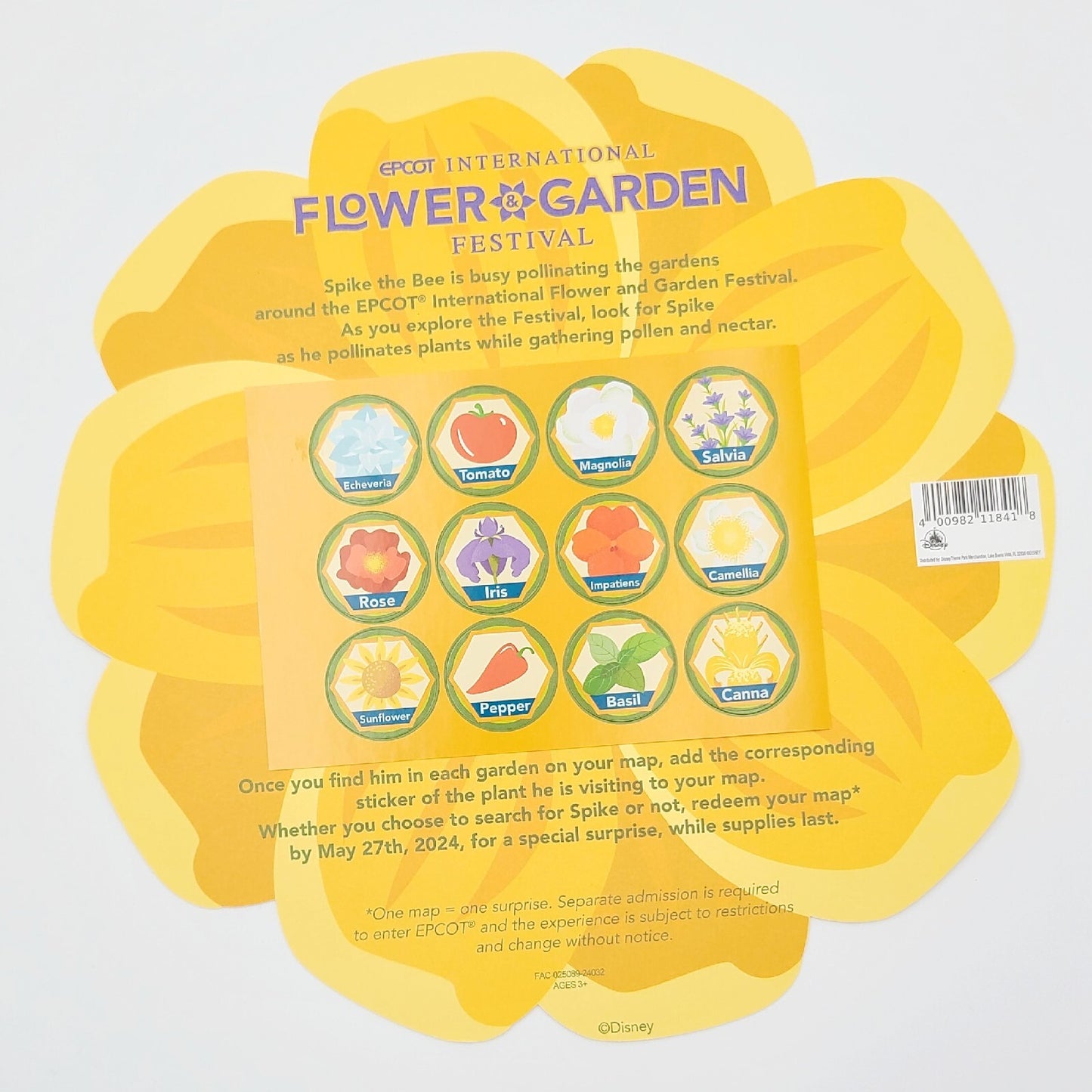 2024 Disney EPCOT Flower & Garden Spike's Pollen Nation Scavenger Map & Stickers