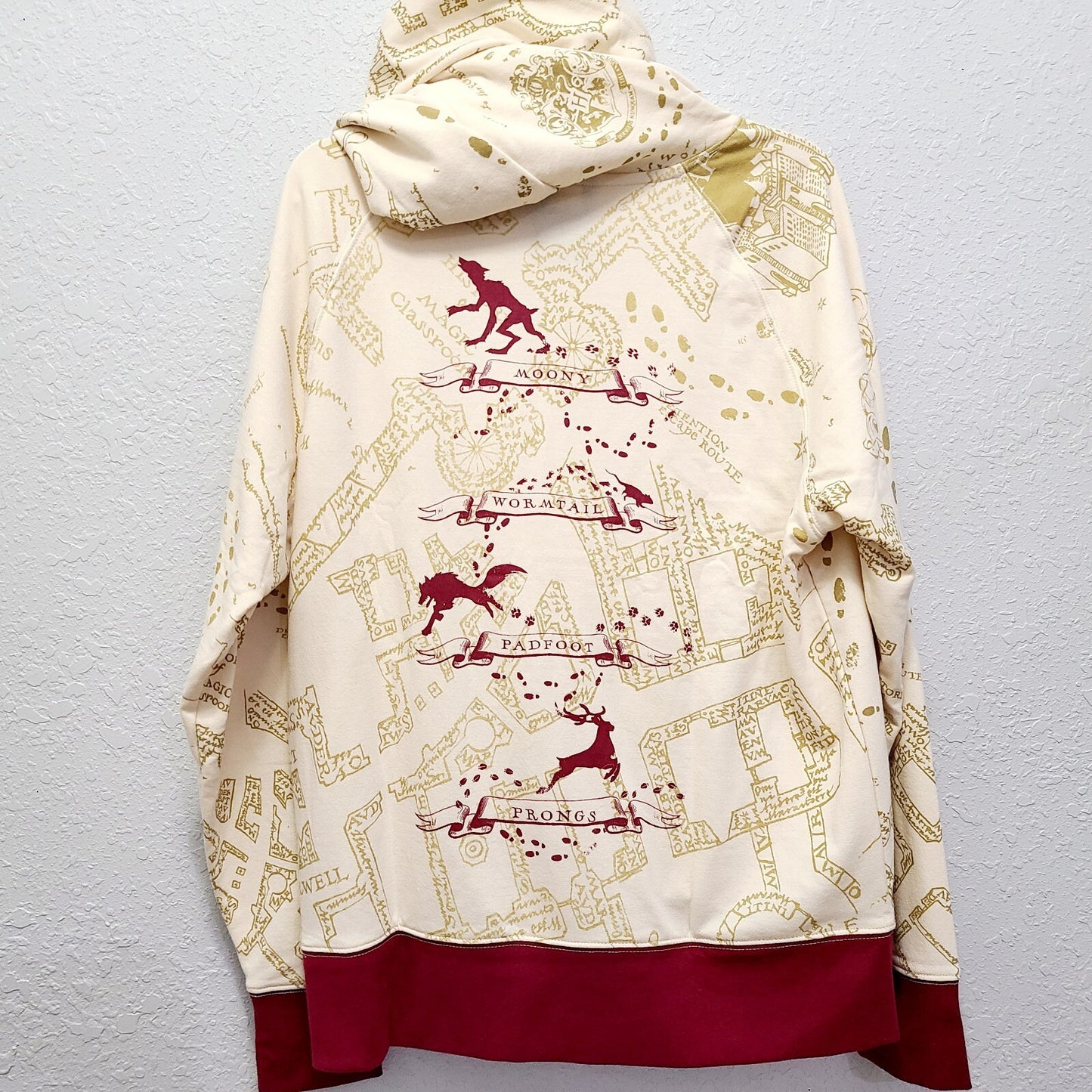 LARGE Harry Potter Marauder Map Hoodie Sweatshirt Universal Studios Wizard World
