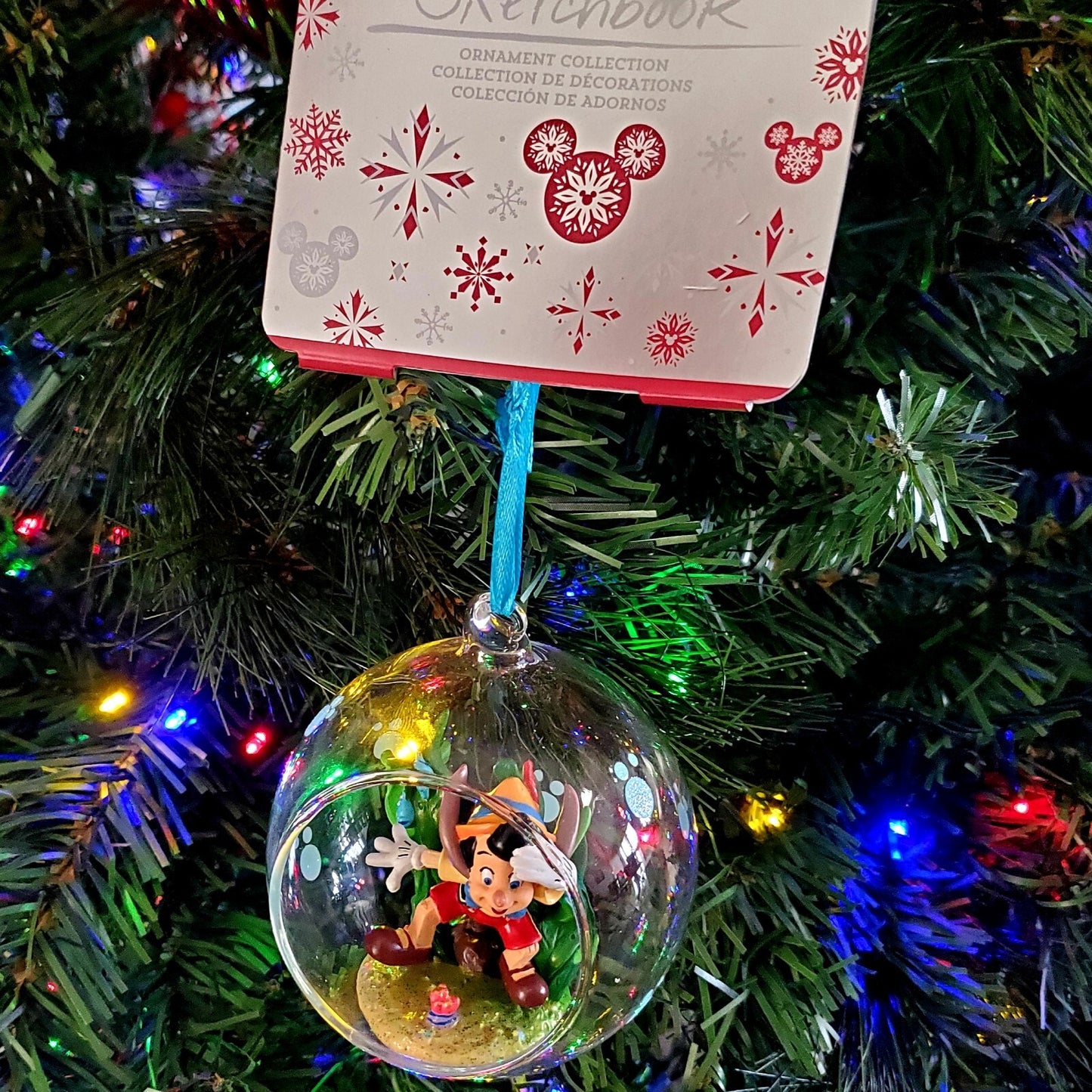 NEW 2022 Walt Disney World Parks WDW Pinocchio Glass Sketchbook Ornament