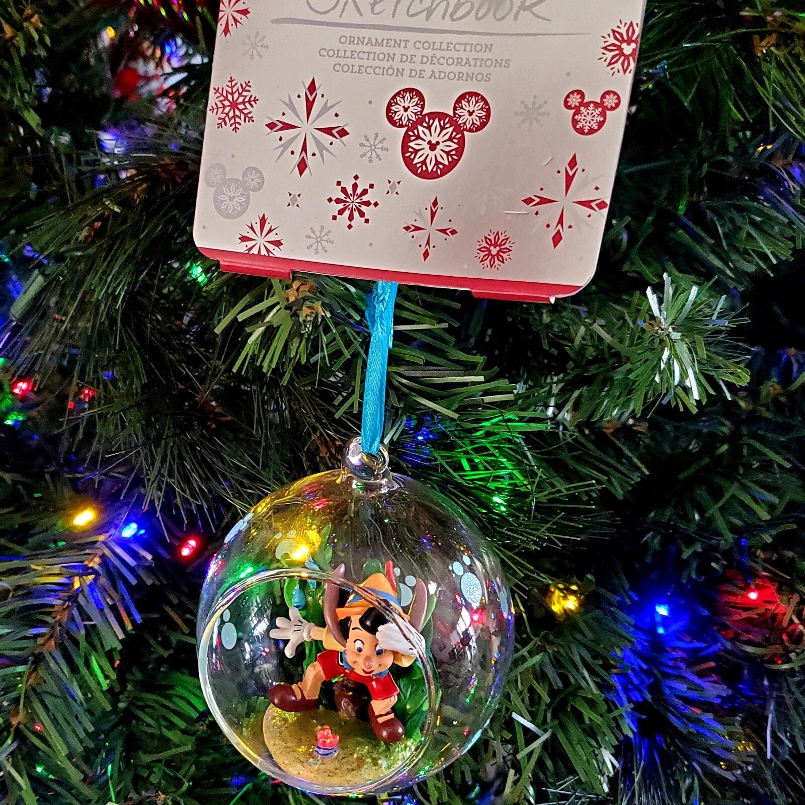 NEW 2022 Walt Disney World Parks WDW Pinocchio Glass Sketchbook Ornament