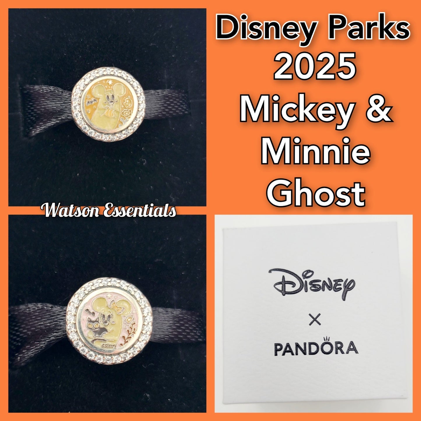 2025 Walt Disney World Parks Halloween Ghost Minnie & Mickey Cat Pandora Charm
