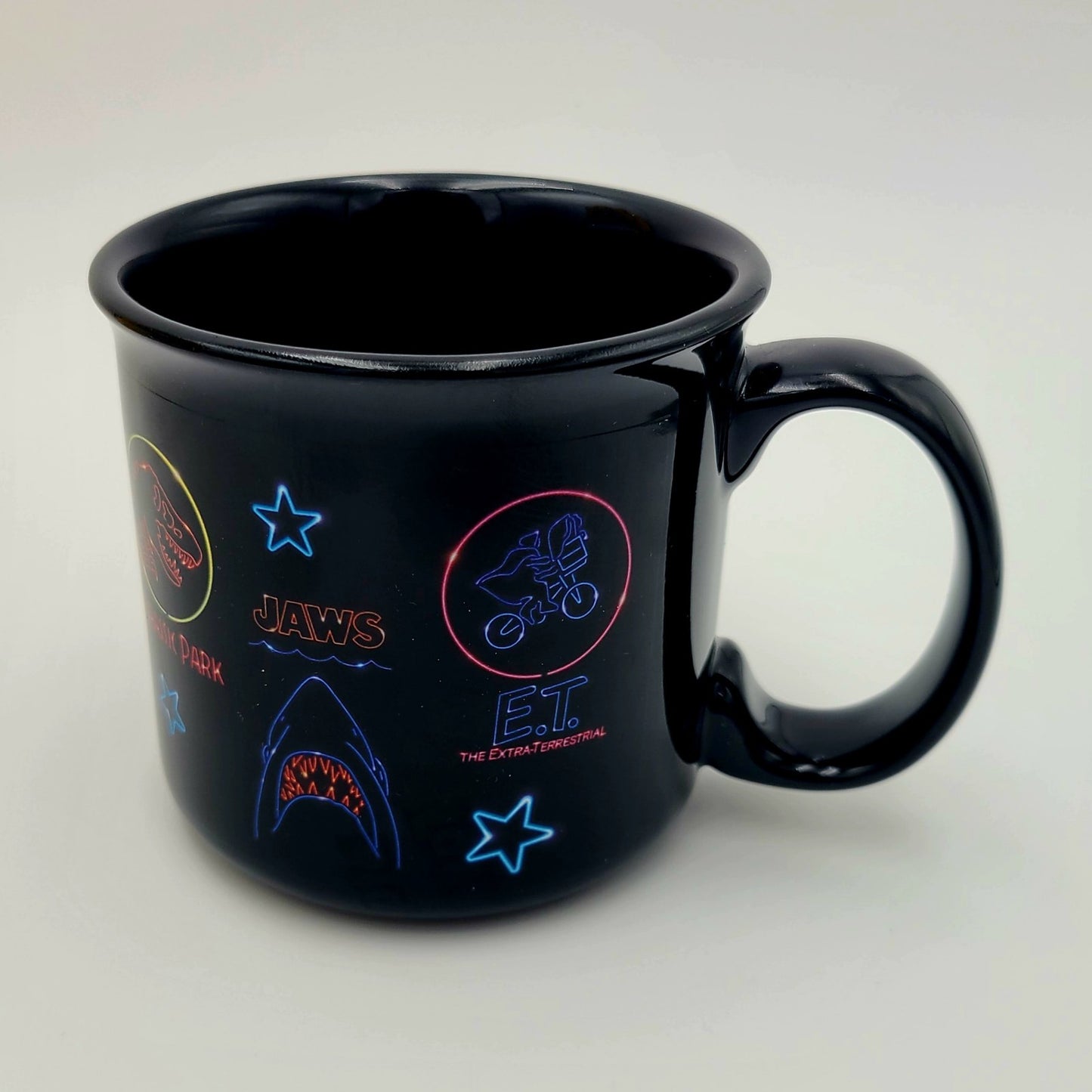 Universal Studios Florida 35th Anniversary Coffee Neon Mug Jaws Jurassic Park ET