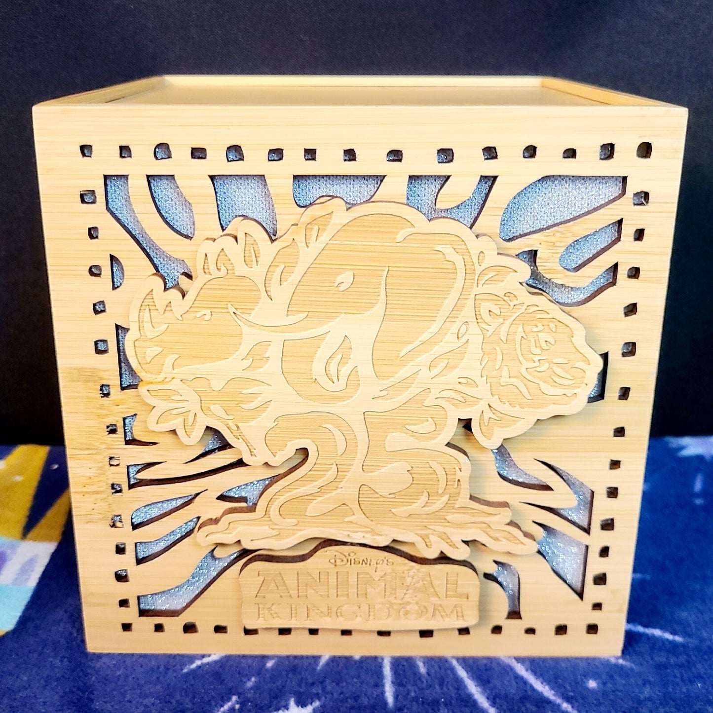 NEW 2023 Disney Parks Animal Kingdom 25th Anniversary Wood Light Up Cube Box
