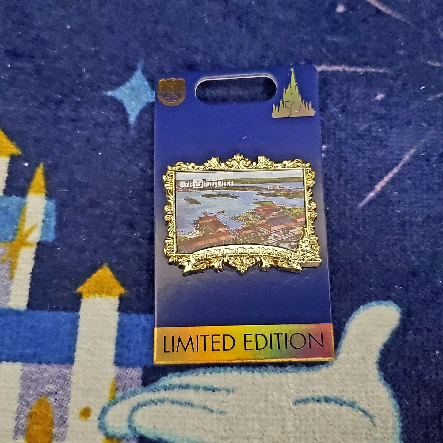 *2 Pin Set* Disney World Park 50th Anniversary Polynesian Train Station Postcard
