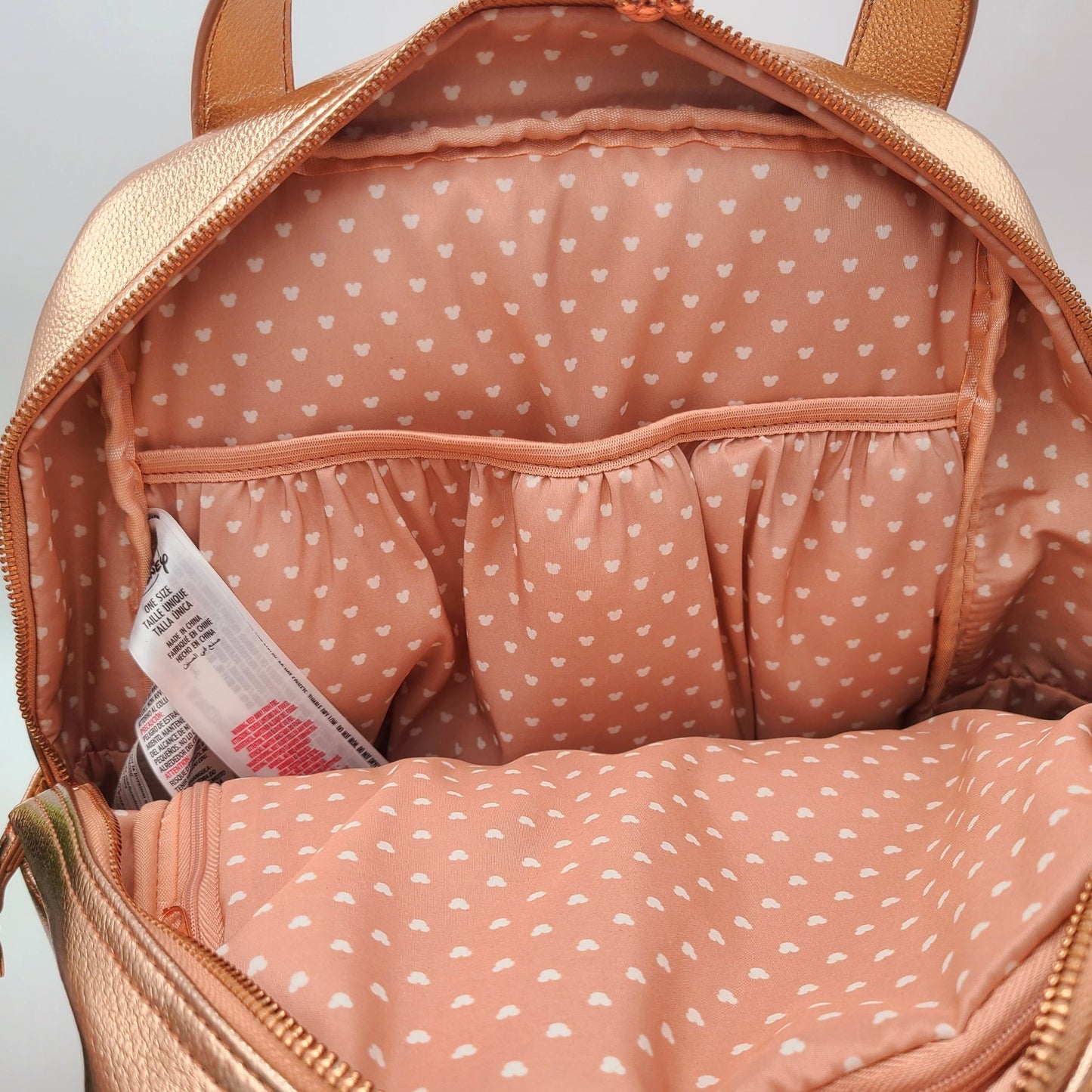 Walt Disney World Parks Rose Gold Icon Flair Pin Trader Backpack Bag Minnie NEW