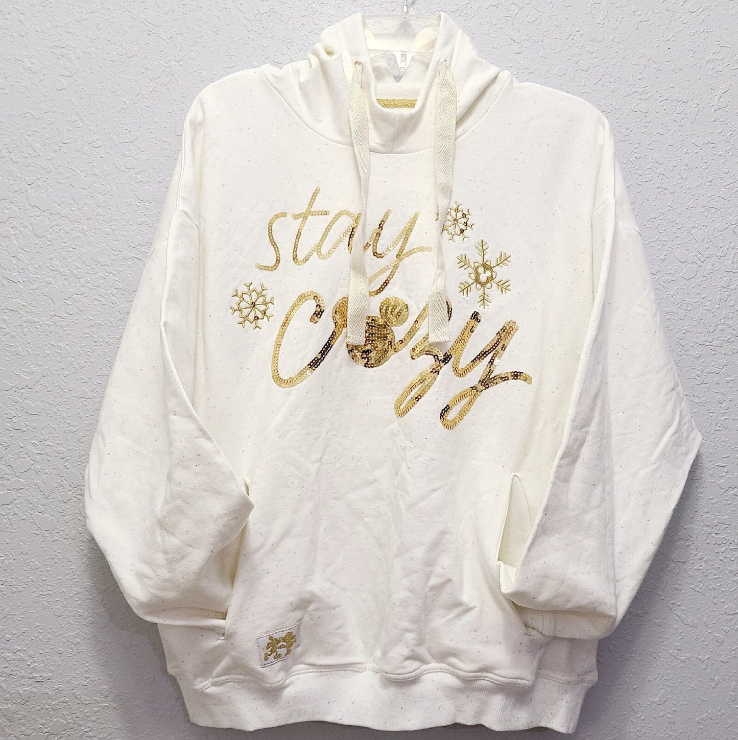 LARGE Disney Parks Stay Cozy Christmas Holiday Hooded Sweatshirt Pockets Mickey