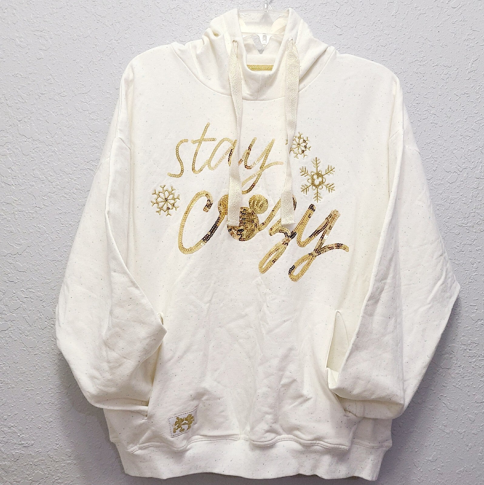 LARGE Disney Parks Stay Cozy Christmas Holiday Hooded Sweatshirt Pockets Mickey