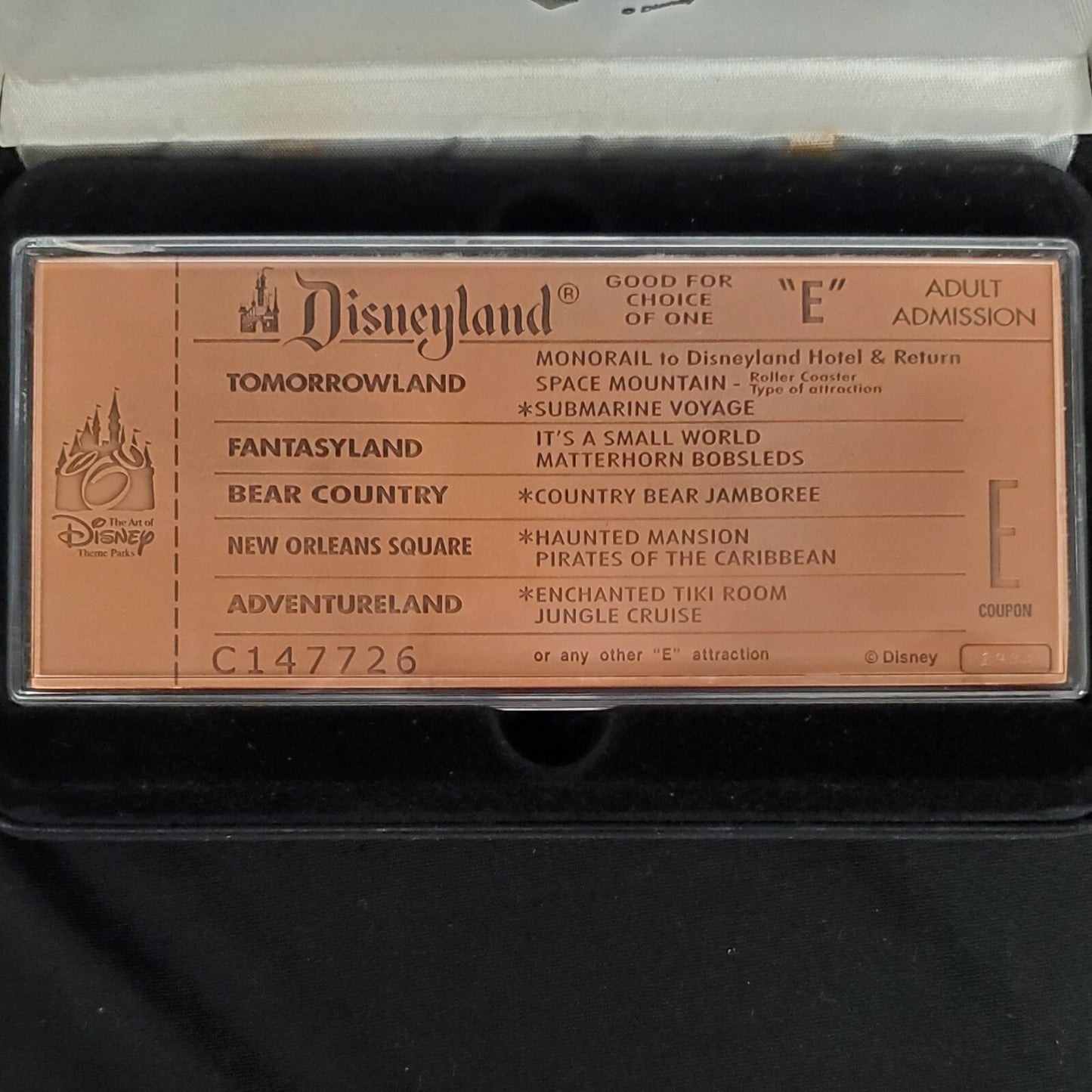 Disney Parks Haunted Mansion Replica Antique Copper "E" Ticket Limited Edition
