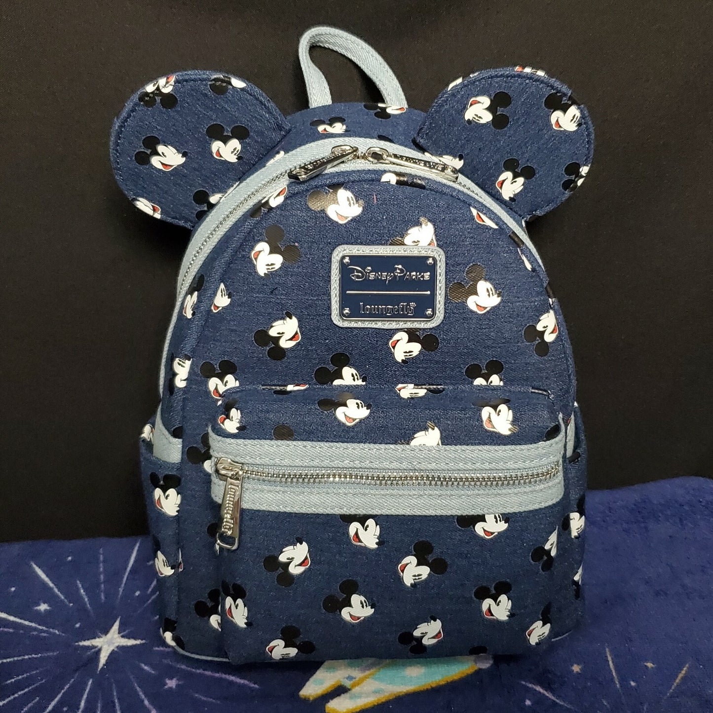 *Loungefly Mini Backpack & Wallet Set* Disney Park Mickey Mouse Blue Denim NEW