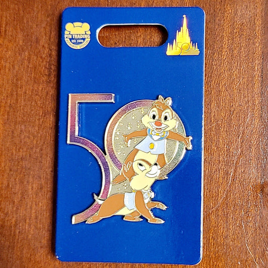 NEW 2021 Walt Disney World Parks 50th Anniversary Chip & Dale Chipmunks 50 Pin