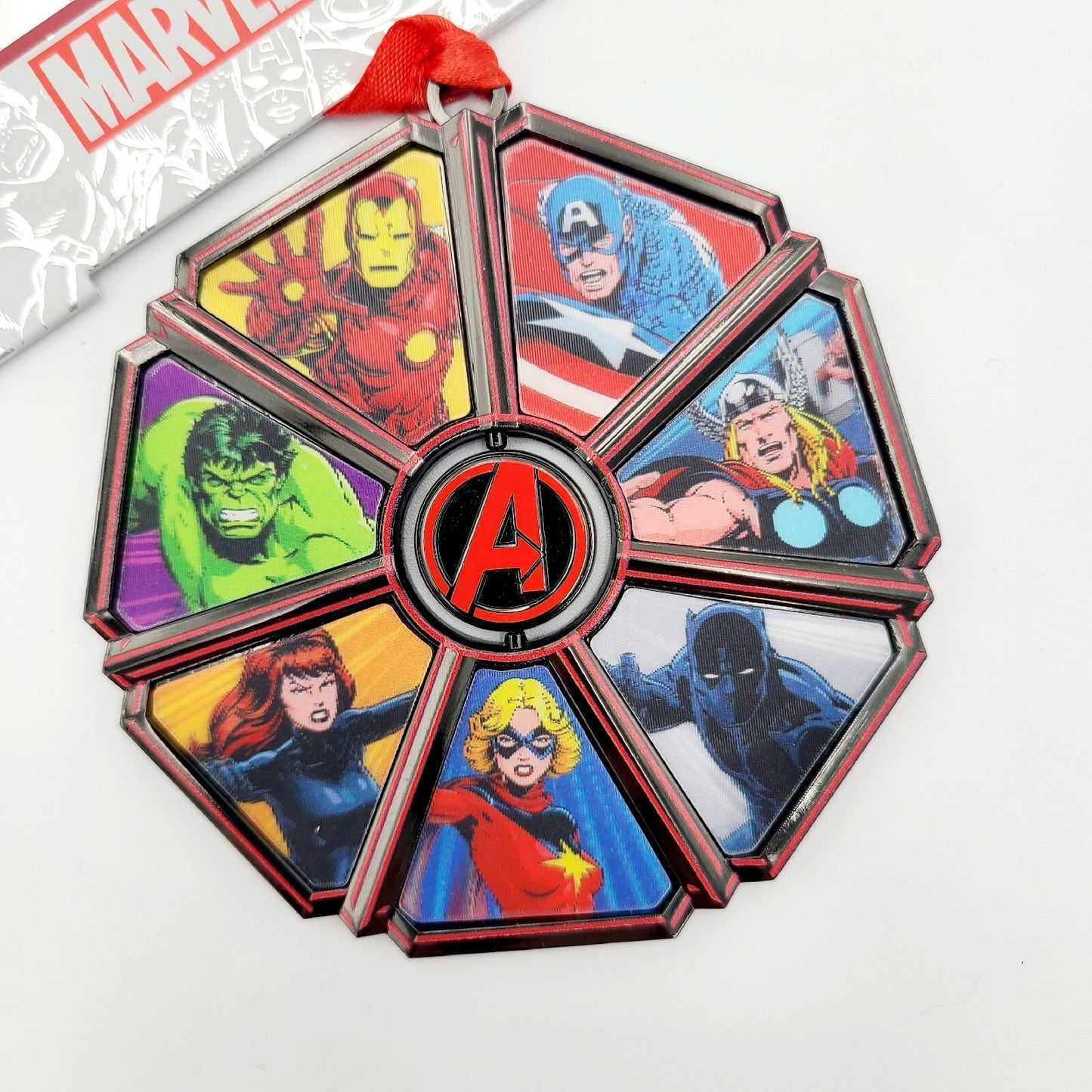 NEW 2023 Disney Parks Marvel Avengers 60th Anniversary Sketchbook Ornament Spin