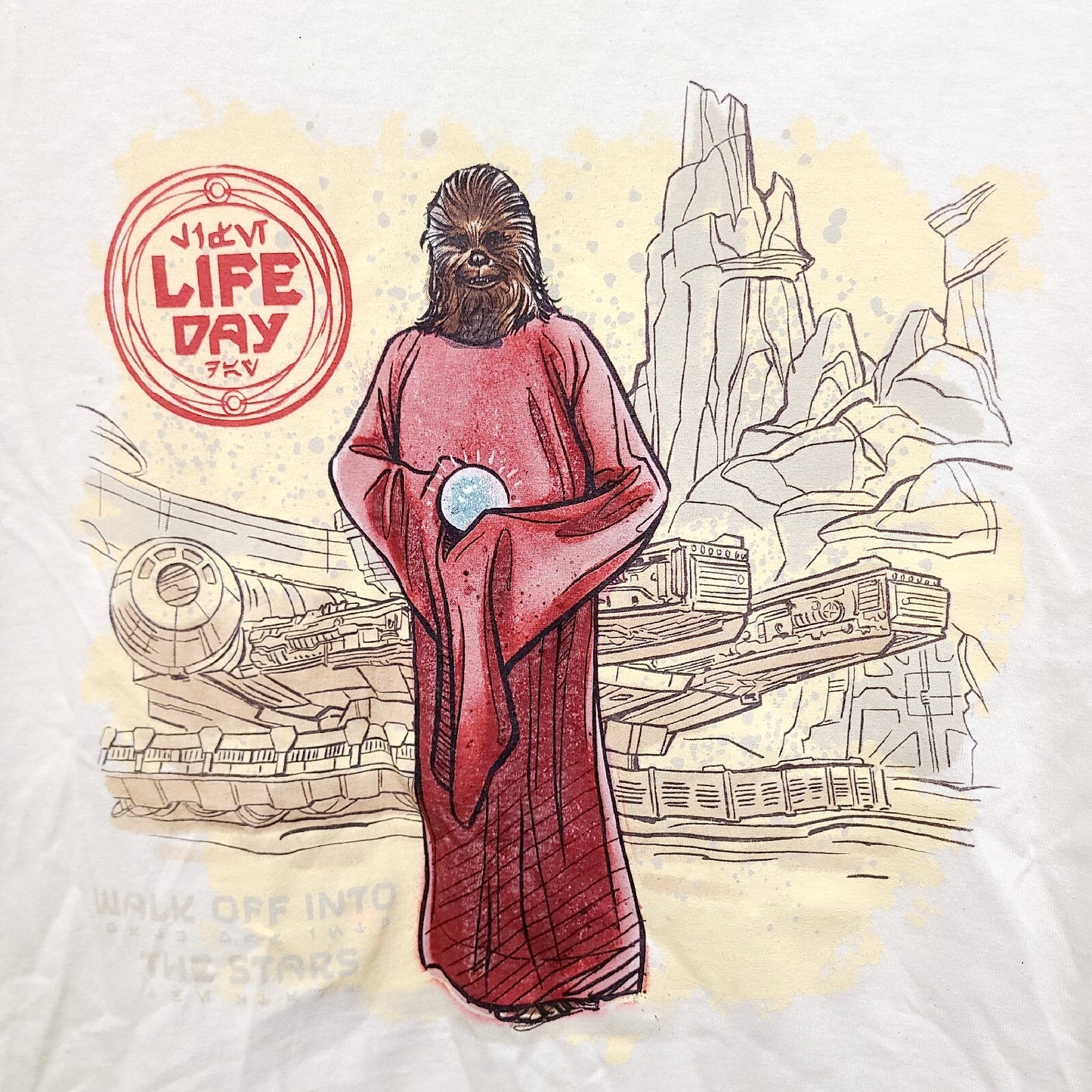 LARGE 2021 Disney Parks Star Wars Family Joy Life Day Harmony Chewbacca Shirt
