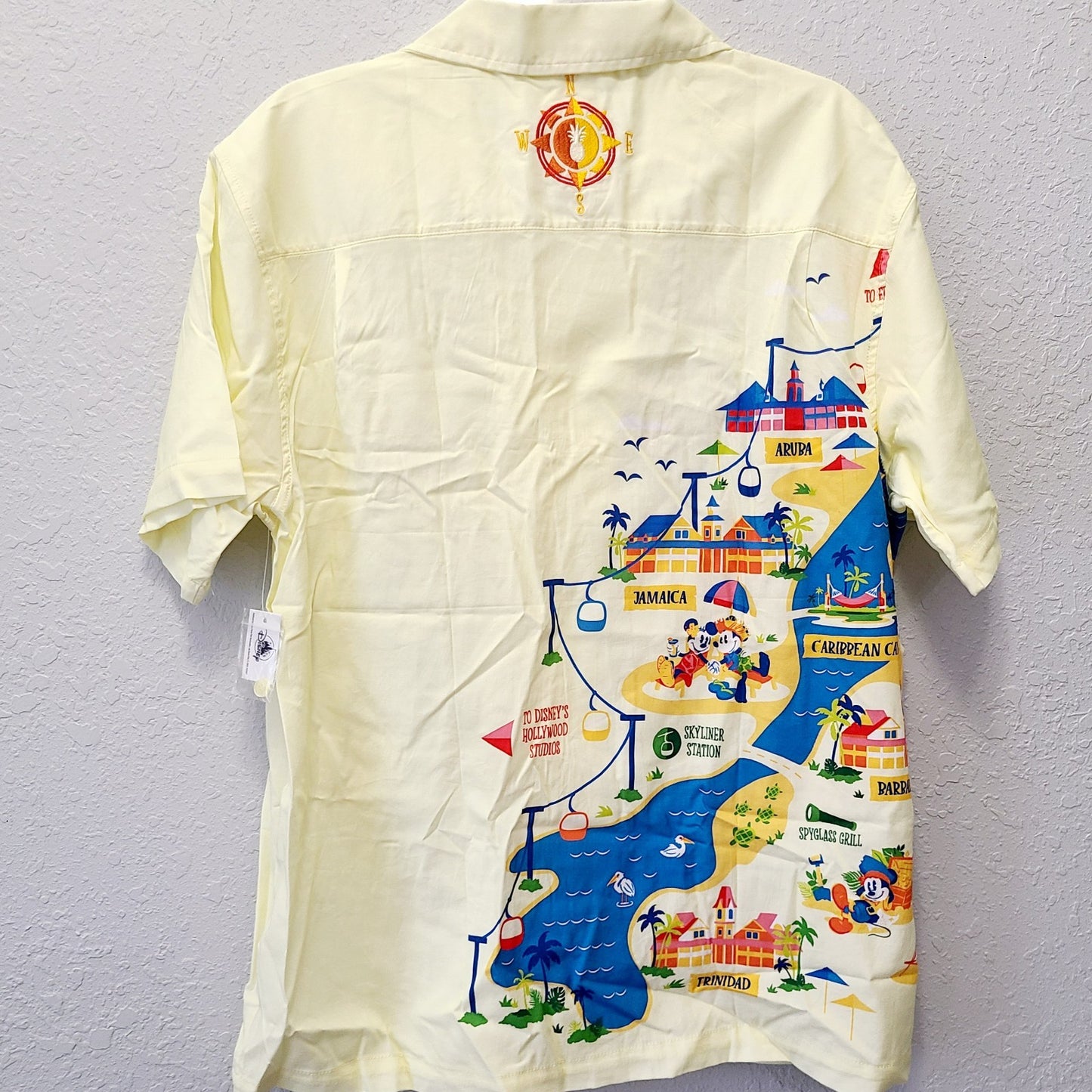 LARGE Disney World Park Caribbean Beach Resort Map Shirt Skyliner Mickey Minnie