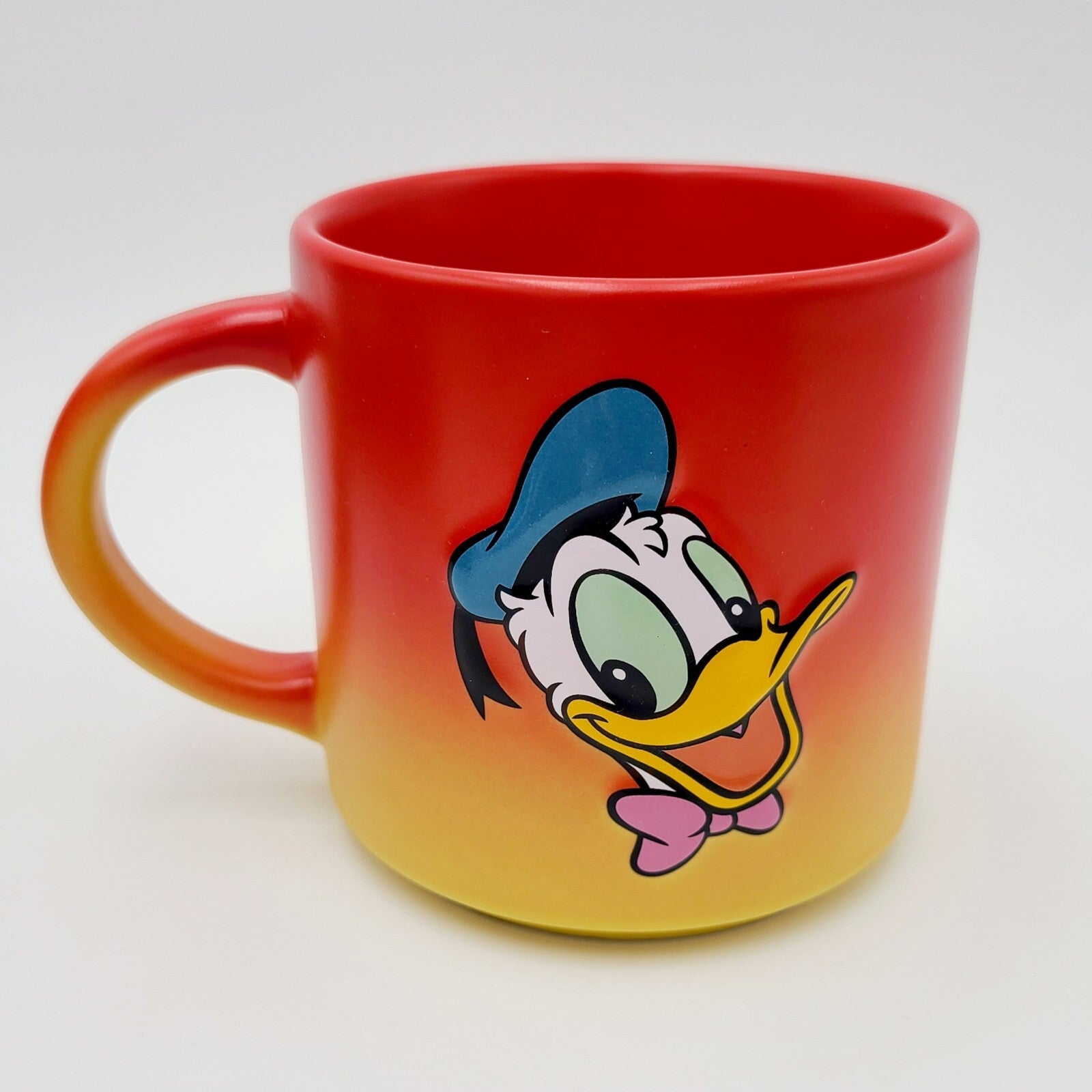 Disney Parks Mickey Mouse Donald Ombre Red Yellow Ceramic Coffee Mug Cup NEW