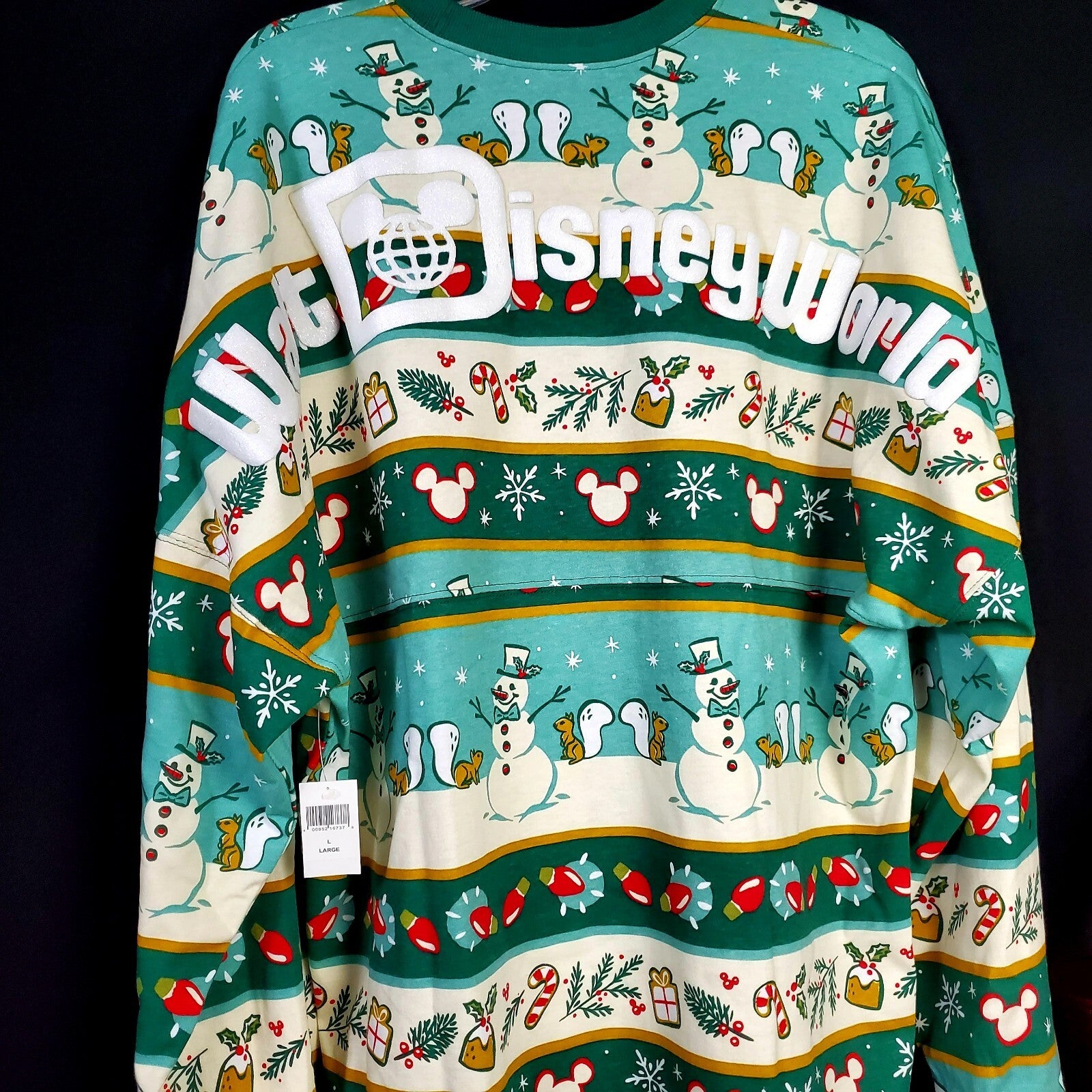 LARGE 2022 Walt Disney World Parks Spirit Jersey Christmas Mickey Ears Snowman