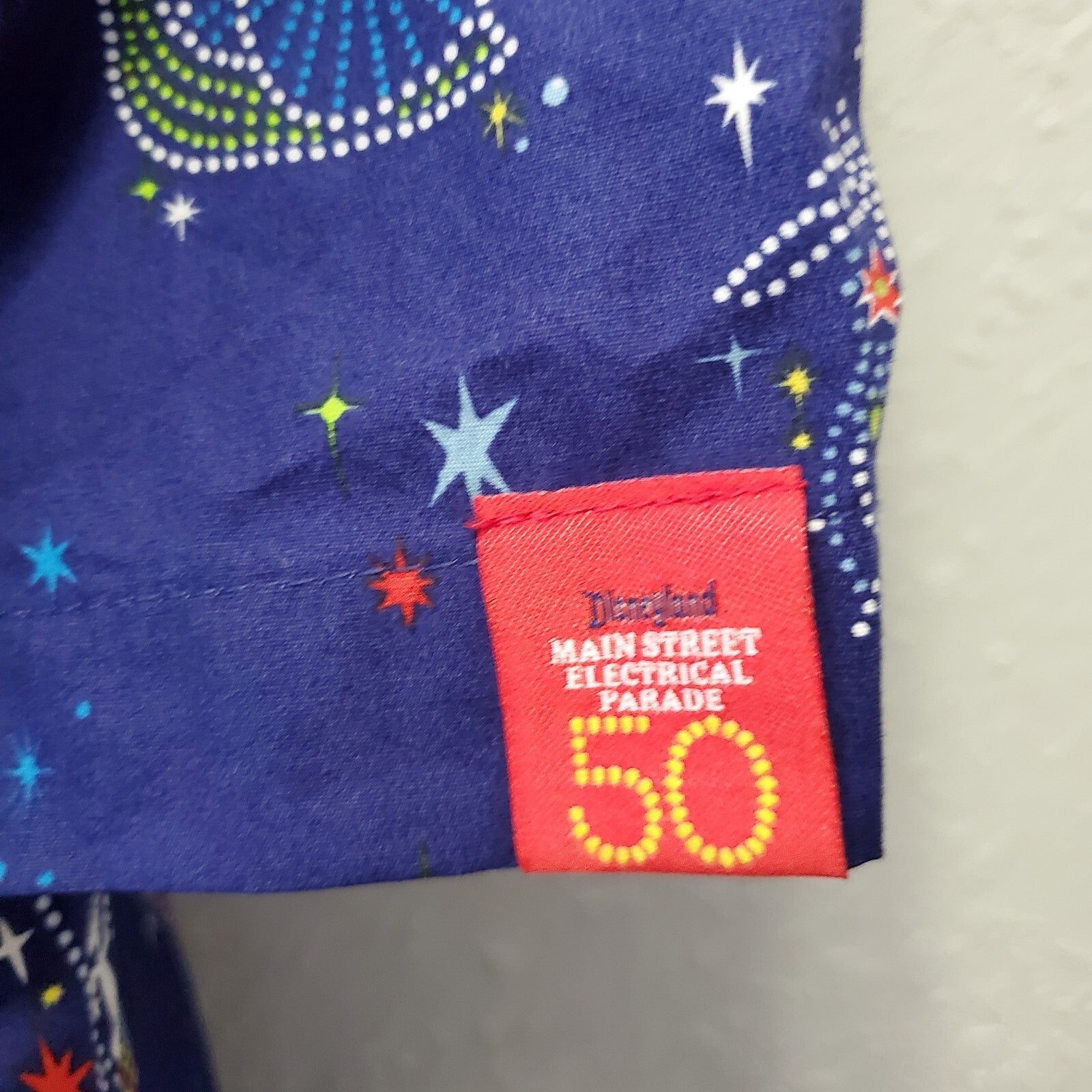 MEDIUM Disney Park Adult Shirt Blue Button Up Main Street Electrical Parade NEW