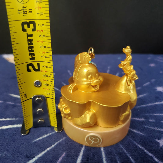 Disney Parks 50th Anniversary Statue Flounder Sebastian Little Mermaid Ornament