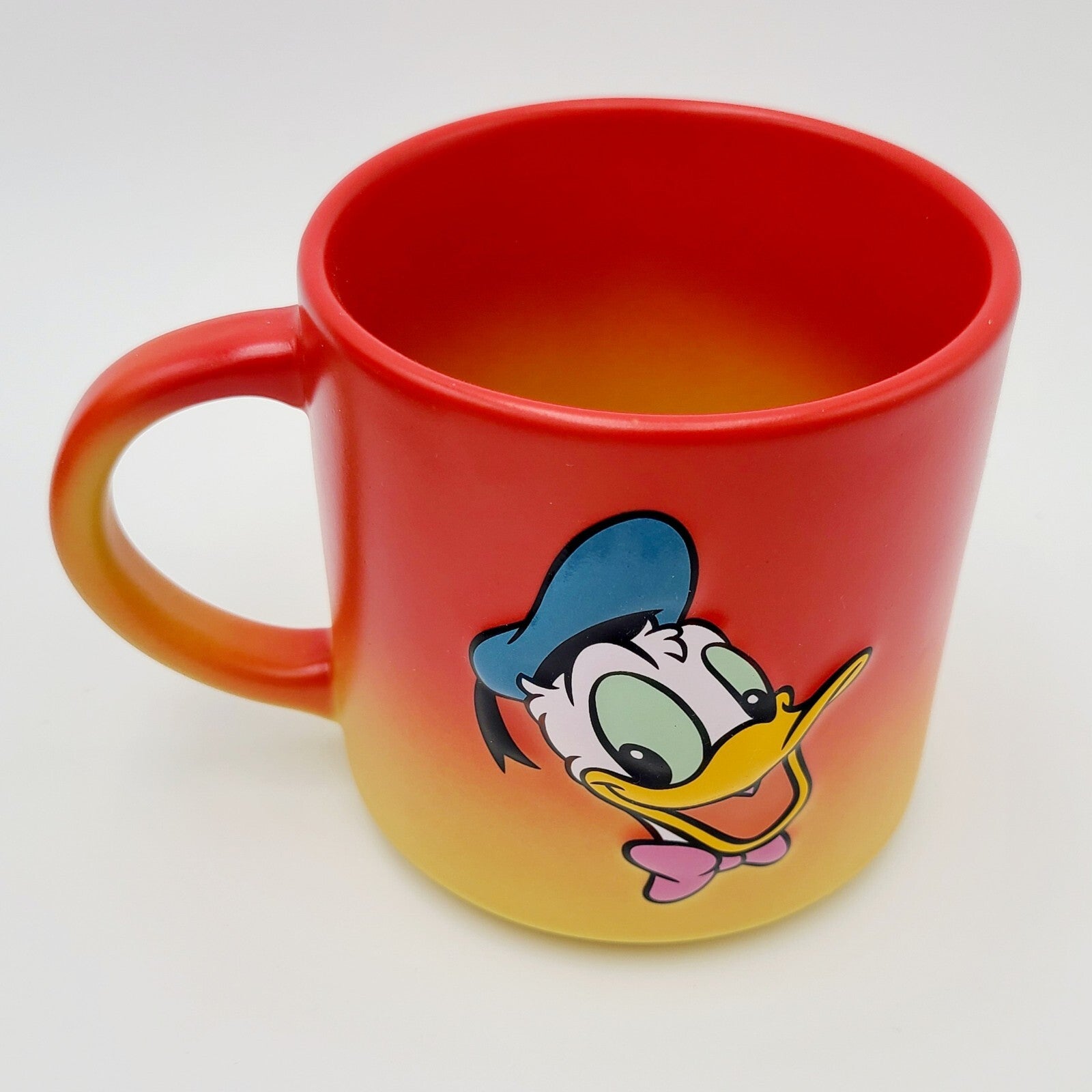 Disney Parks Mickey Mouse Donald Ombre Red Yellow Ceramic Coffee Mug Cup NEW