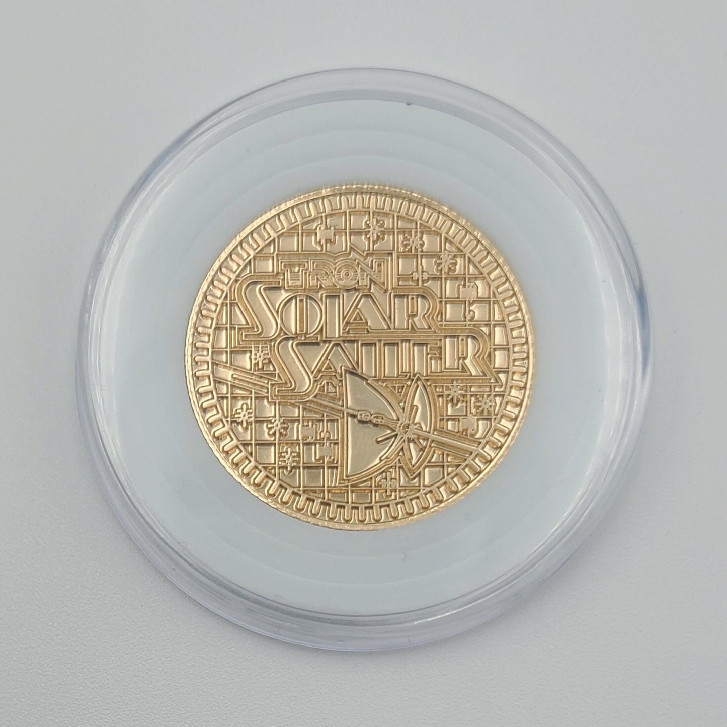 Tron Solar Sailer Coin Disney Park Flynns Arcade Golden Color Metal Medallion