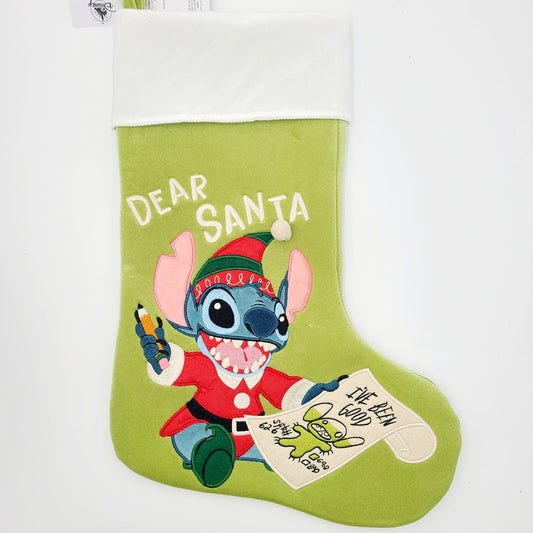 NEW 2024 Disney Parks Stitch Elf I've Been Good Holiday Christmas Stocking Plush