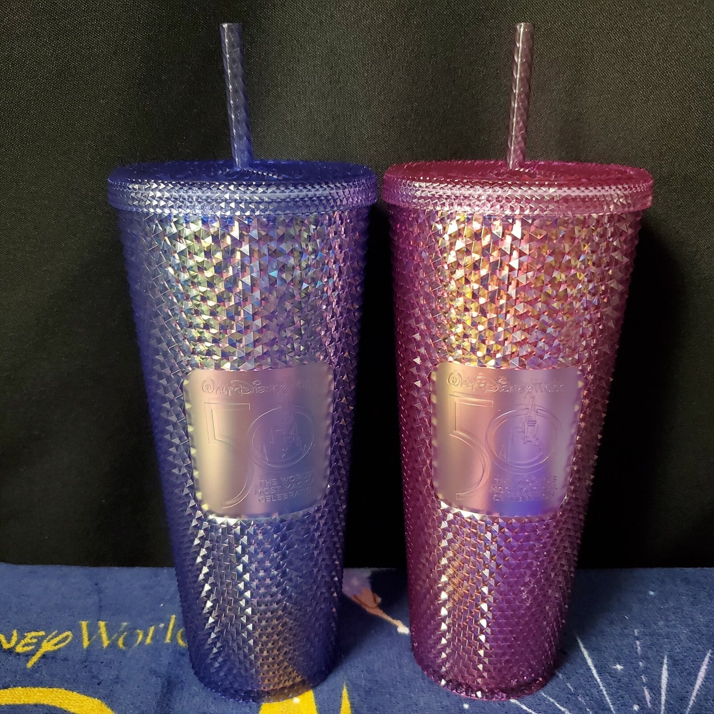 *Set of 3* Disney Parks Starbucks 50th Anniversary Blue, Pink, Green Stud Bling